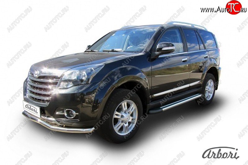 12 509 р. Порожки для ног Arbori Luxe Black  Great Wall Hover H3 (2014-2016)  рестайлинг  с доставкой в г. Кемерово