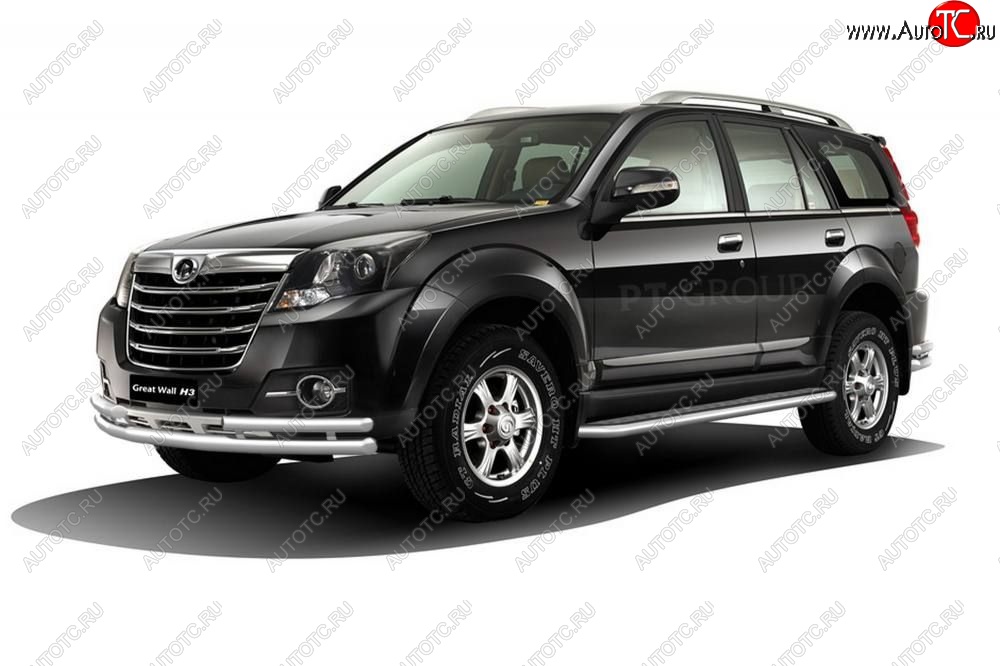 27 649 р. Порожки для ног из трубы Ø51 с алюминиевой площадкой Petroil Tuning  Great Wall Hover H3 (2014-2016)  рестайлинг (Нержавейка)  с доставкой в г. Кемерово