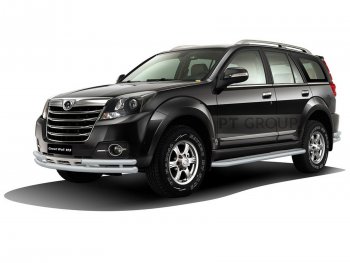 12 129 р. Порожки для ног из трубы Ø51 с алюминиевой площадкой Petroil Tuning  Great Wall Hover H3 (2014-2016)  рестайлинг (Черный (Шагрень))  с доставкой в г. Кемерово. Увеличить фотографию 2