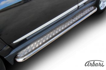 25 999 р. Защита штатных порогов с листом Arbori (труба - нержавейка d42, лист - алюминий)  Great Wall Hover H3 (2014-2016)  рестайлинг  с доставкой в г. Кемерово. Увеличить фотографию 2