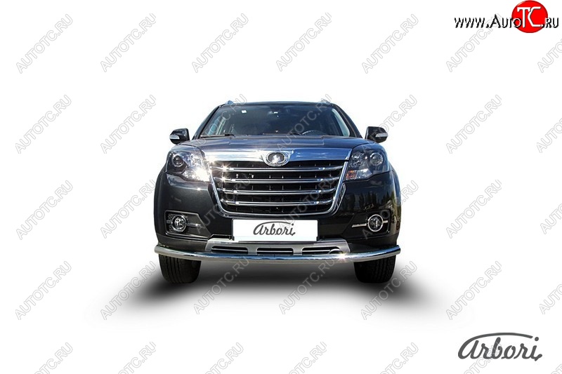 15 299 р. Защита переднего бампера Arbori (нержавейка, 1 труба d57 mm).  Great Wall Hover H3 (2014-2016)  рестайлинг  с доставкой в г. Кемерово
