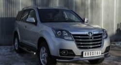 83 999 р. Защита порогов с пластиковыми вставками для ног из круглой трубы диаметром 76 мм Russtal Great Wall Hover H3  рестайлинг (2014-2016) (Защита порогов с со скосами на торцах (вариант 1))  с доставкой в г. Кемерово. Увеличить фотографию 10