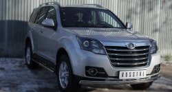 16 649 р. Защита порогов с круглыми вставками для ног из овальной трубы диаметром 75x42 мм Russtal Great Wall Hover H3  рестайлинг (2014-2016)  с доставкой в г. Кемерово. Увеличить фотографию 4