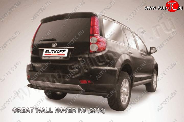 7 999 р. Защита заднего бампера Slitkoff (труба d57, длинная)  Great Wall Hover H3 (2014-2016)  рестайлинг (Цвет: серебристый)  с доставкой в г. Кемерово