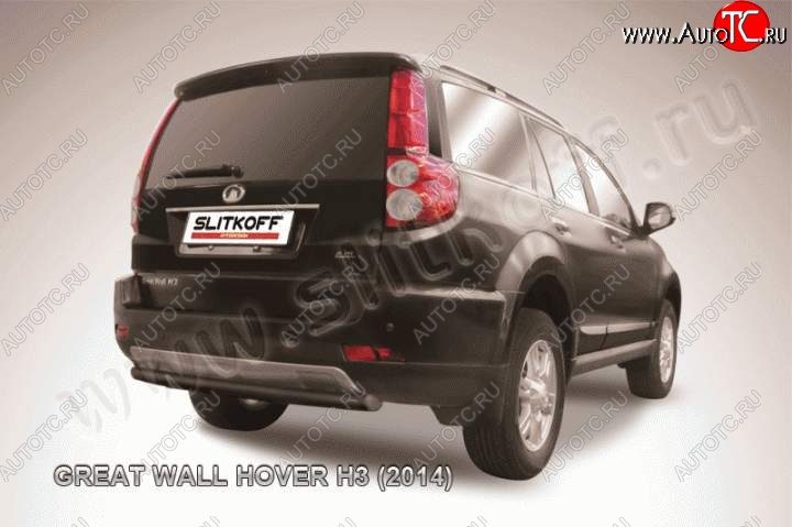 7 599 р. Защита заднего бампера Slitkoff (труба d57, радиусная)  Great Wall Hover H3 (2014-2016)  рестайлинг (Цвет: серебристый)  с доставкой в г. Кемерово