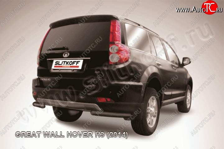 5 549 р. Защита заднего бампера из уголков d57 Slitkoff  Great Wall Hover H3 (2014-2016)  рестайлинг (Цвет: серебристый)  с доставкой в г. Кемерово