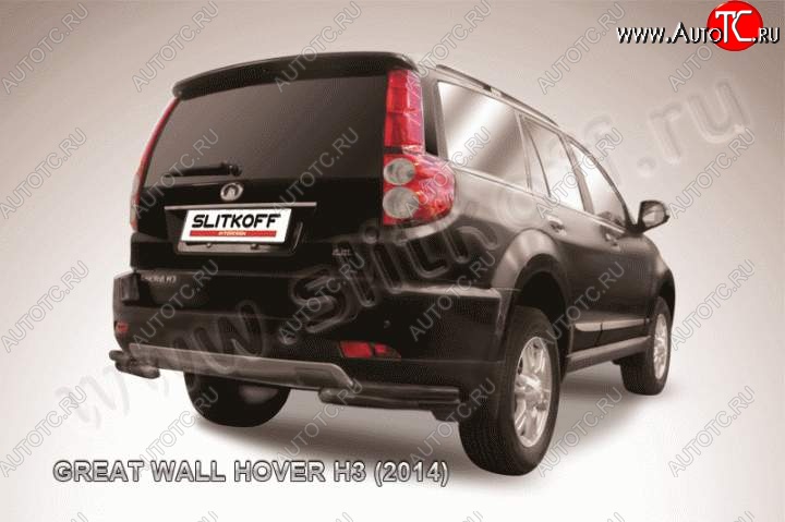 6 499 р. Защита заднего бампера из уголков d57+d42 Slitkoff (двойные)  Great Wall Hover H3 (2014-2016)  рестайлинг (Цвет: серебристый)  с доставкой в г. Кемерово