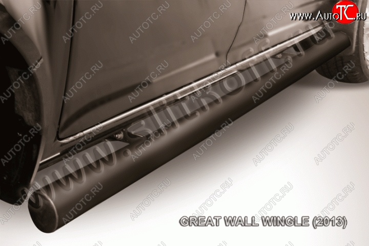 11 999 р. Защита порогов из трубы d76 Slitkoff Great Wall Wingle 5 (2011-2017) (Цвет: серебристый)  с доставкой в г. Кемерово