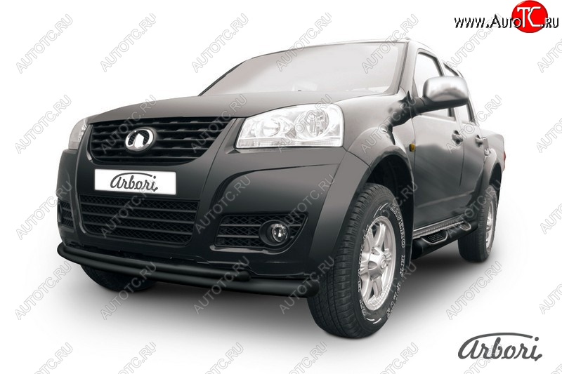 7 919 р. Защита переднего бампера Arbori (черная, 2 трубы d76 и 42 mm) Great Wall Wingle 5 (2011-2017)  с доставкой в г. Кемерово
