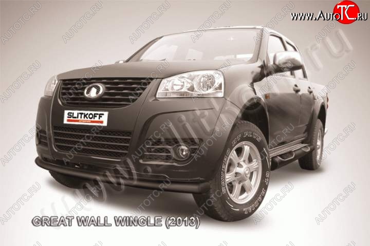 9 549 р. Защита переднего бампера из трубы d76 Slitkoff Great Wall Wingle 5 (2011-2017) (Цвет: серебристый)  с доставкой в г. Кемерово