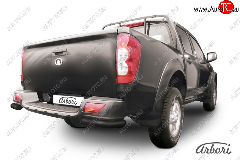 5 399 р. Защита заднего бампера Arbori (уголки, черная, 1 труба d42 mm). Great Wall Wingle 5 (2011-2017)  с доставкой в г. Кемерово