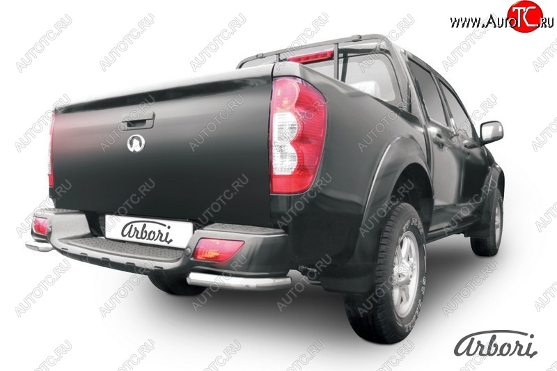 5 129 р. Защита заднего бампера Arbori (уголки, нержавейка, 1 труба d42 mm). Great Wall Wingle 5 (2011-2017)  с доставкой в г. Кемерово