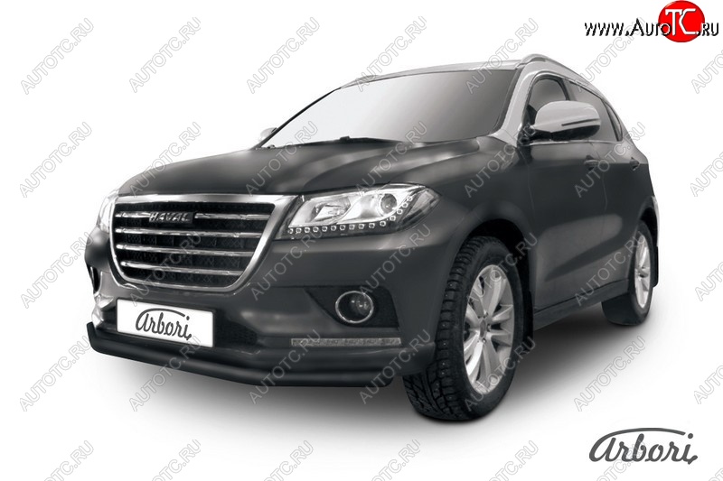 6 029 р. Защита переднего бампера Arbori (черная, 1 труба d57 mm). Haval H2 (2014-2021)  с доставкой в г. Кемерово