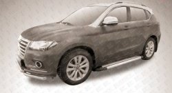 10 699 р. Алюминиевые пороги Slitkoff Luxe Silver  Haval H2 (2014-2021)  с доставкой в г. Кемерово. Увеличить фотографию 2