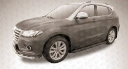 13 349 р. Алюминиевые пороги Slitkoff Optima Black Haval H2 (2014-2021)  с доставкой в г. Кемерово. Увеличить фотографию 2