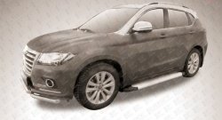 13 349 р. Алюминиевые пороги Slitkoff Optima Silver  Haval H2 (2014-2021)  с доставкой в г. Кемерово. Увеличить фотографию 2