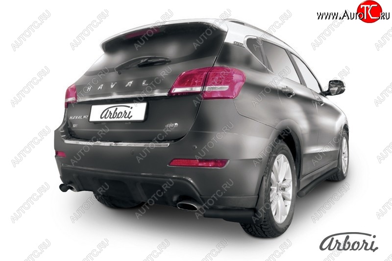5 399 р. Защита заднего бампера Arbori (короткая, черная, 1 труба d57 mm). Haval H2 (2014-2021)  с доставкой в г. Кемерово