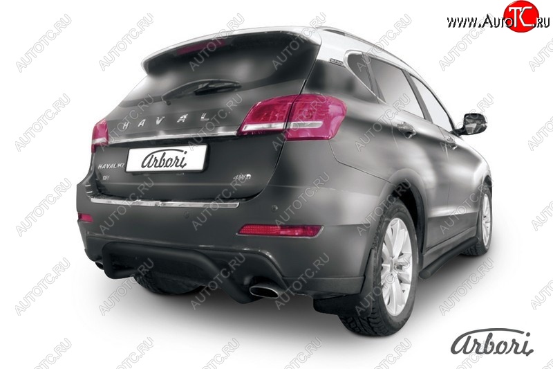 5 669 р. Защита заднего бампера Arbori (скоба, черная, 1 труба d57 mm). Haval H2 (2014-2021)  с доставкой в г. Кемерово