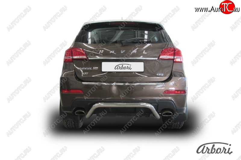 10 772 р. Защита заднего бампера Arbori (скоба, нержавейка, 1 труба d57 mm). Haval H2 (2014-2021)  с доставкой в г. Кемерово