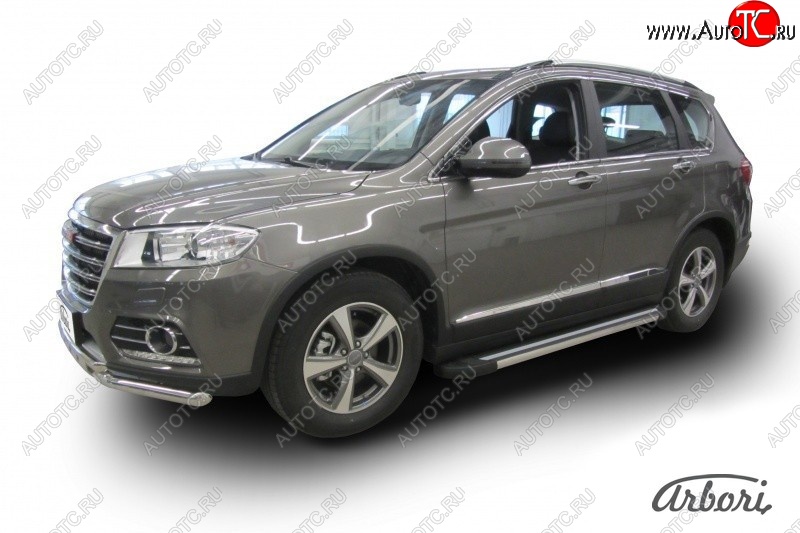 12 509 р. Порожки для ног Arbori Luxe Black Haval H6 дорестайлинг (2016-2019)  с доставкой в г. Кемерово