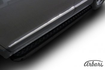 4 004 р. Защита штатных порогов с листом Arbori (черная, алюминий, d57) Haval H6 дорестайлинг (2016-2019)  с доставкой в г. Кемерово. Увеличить фотографию 1
