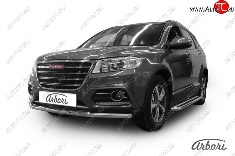 20 499 р. Защита переднего бампера Arbori (нержавейка, 1 труба d57 mm)  Haval H6 (2013-2020) дорестайлинг  с доставкой в г. Кемерово