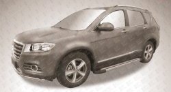 10 699 р. Алюминиевые пороги Slitkoff Luxe Silver  Haval H6 (2013-2020)  с доставкой в г. Кемерово. Увеличить фотографию 2