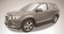 13 349 р. Алюминиевые пороги Slitkoff Optima Black Haval H6 (2013-2020)  с доставкой в г. Кемерово. Увеличить фотографию 2