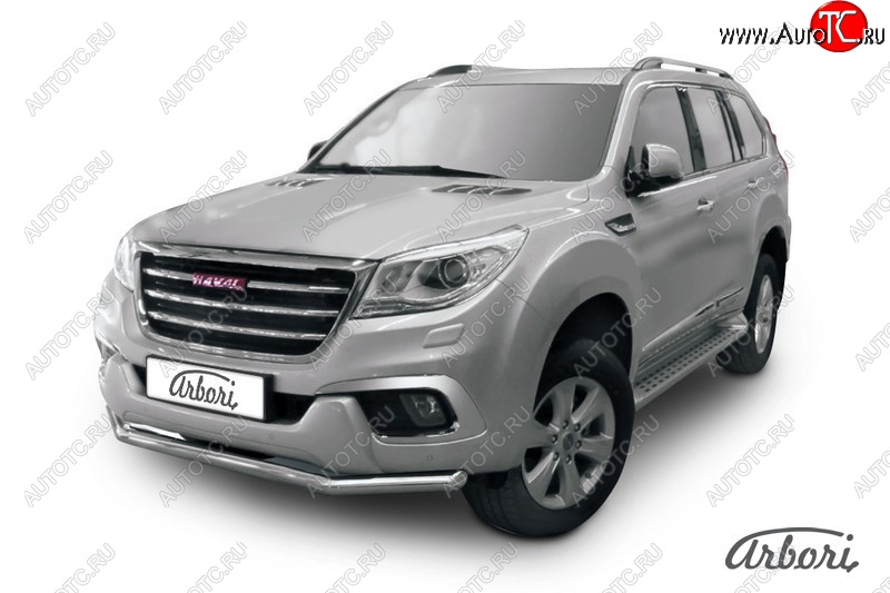 17 399 р. Защита переднего бампера Arbori (нержавейка, 1 труба d57 mm)  Haval H9 (2015-2017) дорестайлинг  с доставкой в г. Кемерово