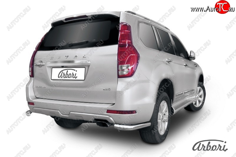 15 449 р. Защита заднего бампера Arbori (уголки, нержавейка, 1 труба d76 mm). Haval H9 дорестайлинг (2015-2017)  с доставкой в г. Кемерово