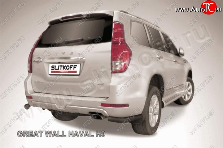5 999 р. Защита заднего бампера из уголков d76 Slitkoff  Haval H9 (2015-2017) дорестайлинг (Цвет: серебристый)  с доставкой в г. Кемерово