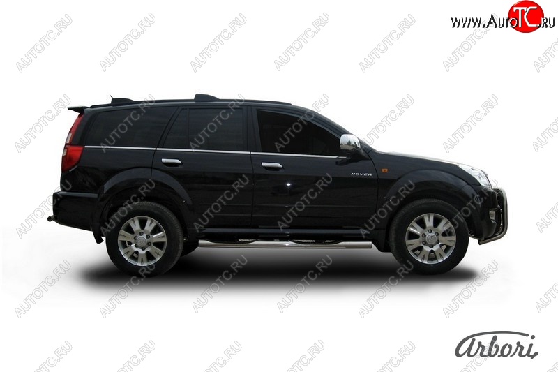 14 579 р. Защита штатных порогов Arbori (с проступью, нержавейка, d76 mm). Great Wall Hover  1-ый рестайлинг (2010-2014)  с доставкой в г. Кемерово