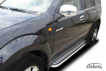 14 219 р. Защита штатных порогов с листом Arbori (труба - нержавейка d42, лист - алюминий) Great Wall Hover  1-ый рестайлинг (2010-2014)  с доставкой в г. Кемерово. Увеличить фотографию 1