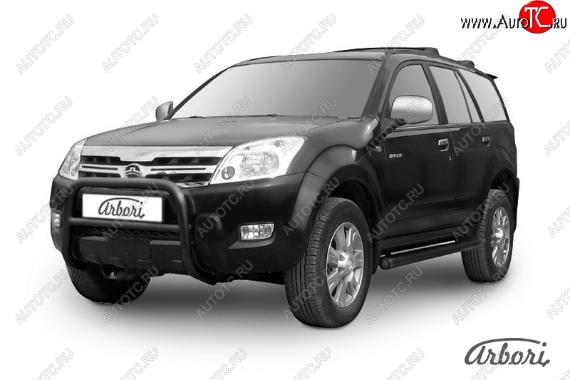 12 788 р. Защита переднего бампера Arbori (низкая, черная, 1 труба d57 mm). Great Wall Hover  1-ый рестайлинг (2010-2014)  с доставкой в г. Кемерово