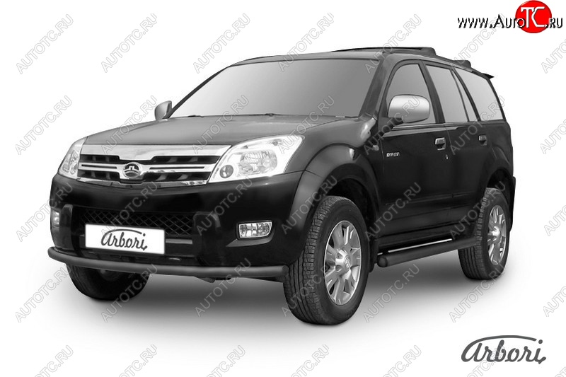 5 399 р. Защита переднего бампера Arbori (черная, 1 труба d57 mm). Great Wall Hover  1-ый рестайлинг (2010-2014)  с доставкой в г. Кемерово
