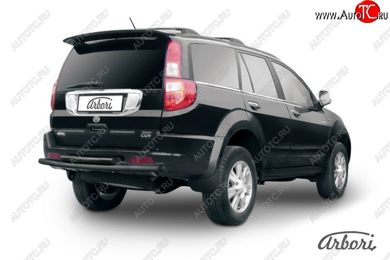 5 669 р. Защита заднего бампера Arbori (черная, 2 трубы d57 и 57 mm). Great Wall Hover  1-ый рестайлинг (2010-2014)  с доставкой в г. Кемерово