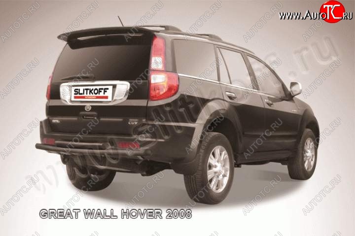 7 599 р. Защита заднего бампера Slitkoff (труба d57/d57)  Great Wall Hover (2010-2014)  1-ый рестайлинг (Цвет: серебристый)  с доставкой в г. Кемерово