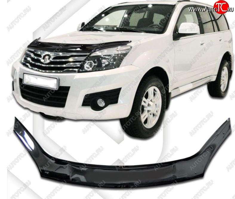 2 079 р. Дефлектор капота CA-Plastic  Great Wall Hover H3 (2010-2014)  дорестайлинг (серия Classic черный, Без надписи)  с доставкой в г. Кемерово