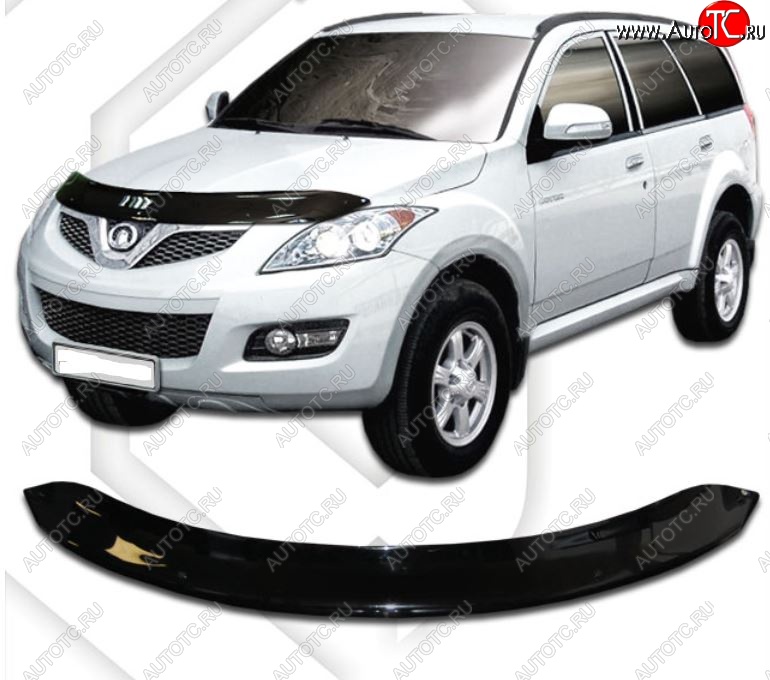 1 999 р. Дефлектор капота CA-Plastic Great Wall Hover H5 (2010-2017) (Classic черный, Без надписи)  с доставкой в г. Кемерово