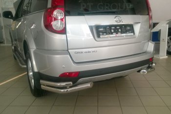 7 559 р. Защита заднего бампера Petroil Tuning (уголки двойные, d63/51)  Great Wall Hover H5 (2010-2017) (Черная (шагрень))  с доставкой в г. Кемерово. Увеличить фотографию 2