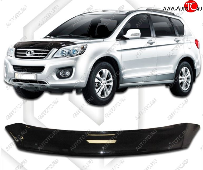 2 799 р. Дефлектор капота CA-Plastic Great Wall Hover H6 (2012-2016) (Classic черный, Без надписи)  с доставкой в г. Кемерово
