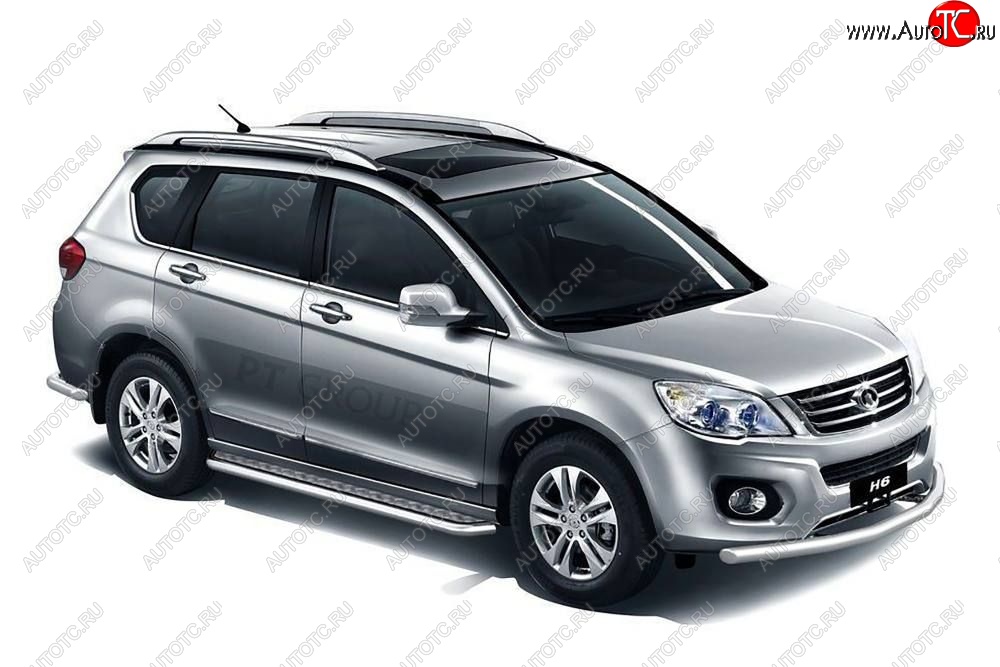 17 449 р. Порожки для ног из трубы Ø51 с алюминиевой площадкой Petroil Tining Great Wall Hover H6 (2012-2016) (Нержавейка)  с доставкой в г. Кемерово