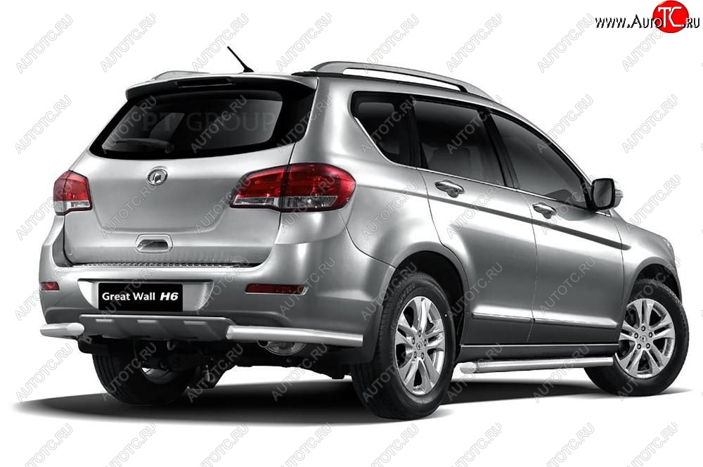 10 649 р. Защита заднего бампера Petroil Tuning (уголки, d63)  Great Wall Hover H6 (2012-2016) (Нержавейка)  с доставкой в г. Кемерово