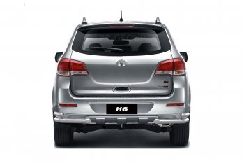 Защита заднего бампера Petroil Tuning (уголки двойные, d63/51) Great Wall Hover H6 (2012-2016) (Нержавейка)