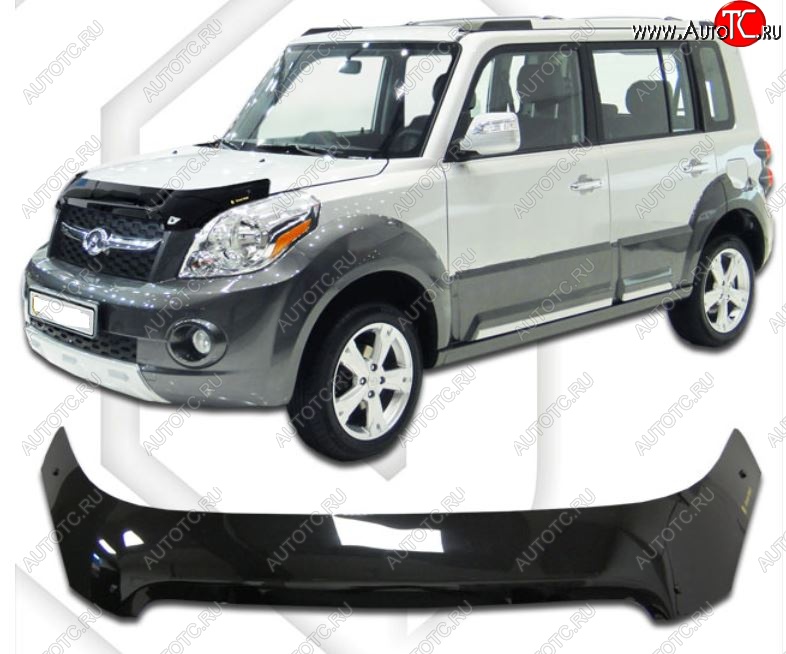 2 159 р. Дефлектор капота CA-Plastic Great Wall Hover M2 (2010-2014) (Classic черный, Без надписи)  с доставкой в г. Кемерово