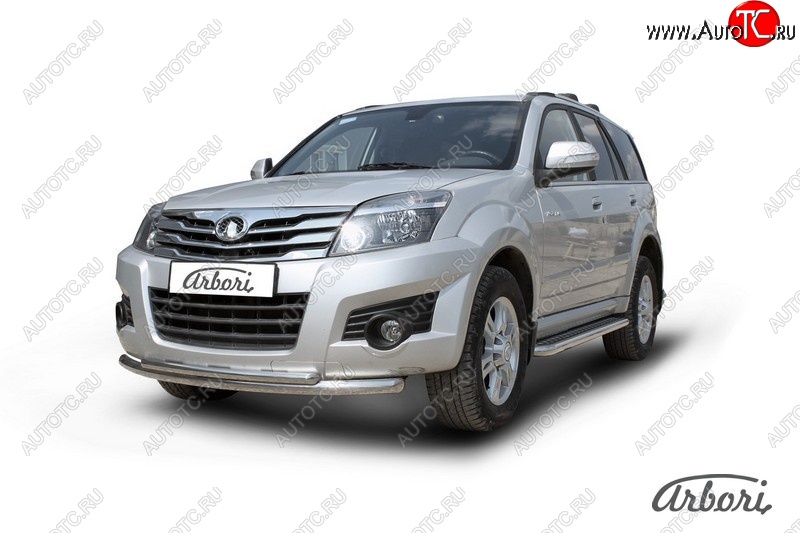 12 149 р. Защита переднего бампера Arbori (нержавейка, 2 трубы d57 и 42 mm) Great Wall Hover H3  дорестайлинг (2010-2014)  с доставкой в г. Кемерово