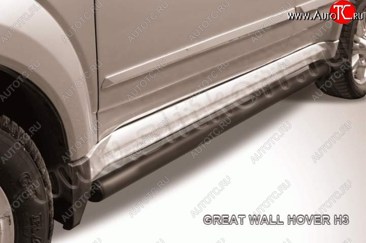 9 999 р. Защита порогов из труб d57 Slitkoff Great Wall Hover H3  дорестайлинг (2010-2014) (Цвет: серебристый)  с доставкой в г. Кемерово