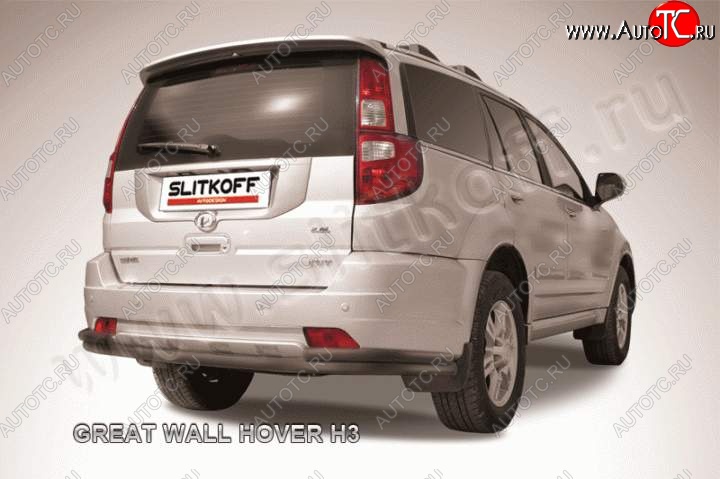 9 449 р. Защита заднего бампера из труб d57+d42 Slitkoff  Great Wall Hover H3 (2010-2014)  дорестайлинг (Цвет: серебристый)  с доставкой в г. Кемерово
