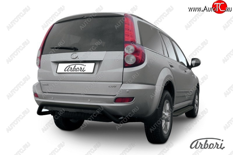 5 399 р. Защита заднего бампера Arbori (скоба, черная, 1 труба d57 mm). Great Wall Hover H5 (2010-2017)  с доставкой в г. Кемерово