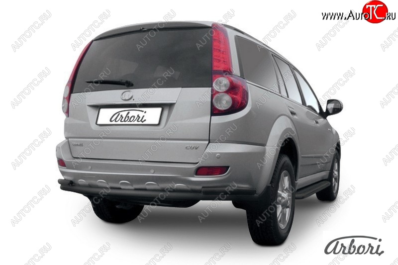 5 669 р. Защита заднего бампера Arbori (черная, 2 трубы d57 и 42 mm). Great Wall Hover H5 (2010-2017)  с доставкой в г. Кемерово